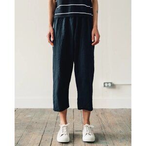 UZI Women's Drop-Crotch Pants Black Cropped Length Elastic Waist Size Large